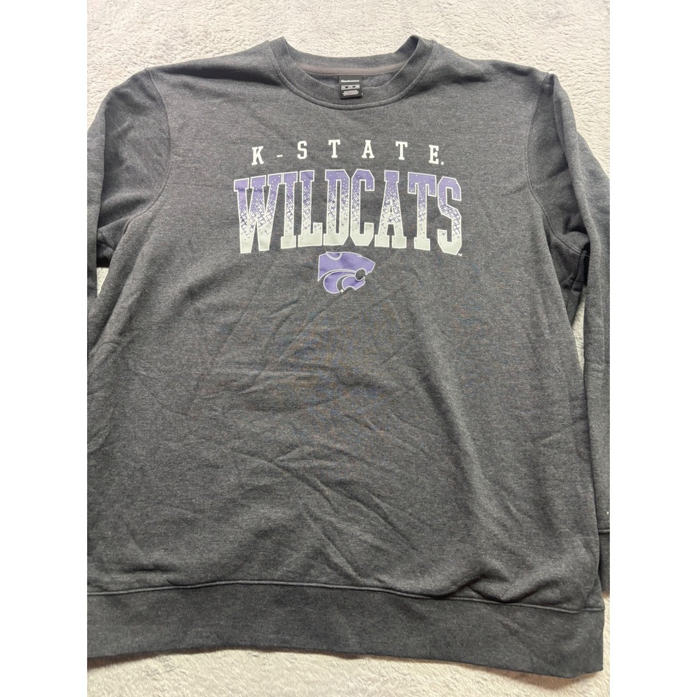 Captivating K-State Wildcats Sweatshirt Mens 2XL Gray Crewneck NCAA Fleece Logo